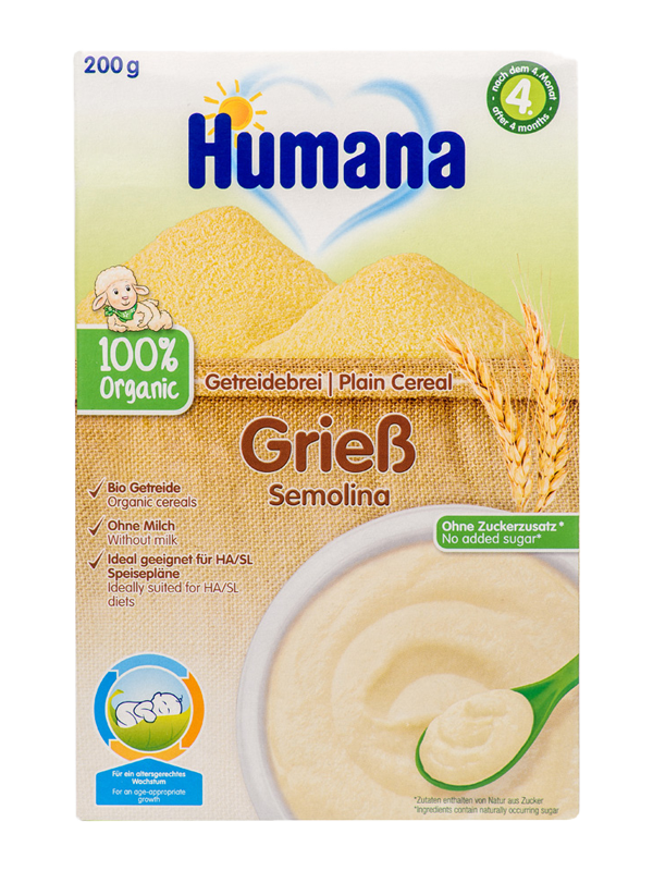 Organic Cereal with Semolina – Without Milk